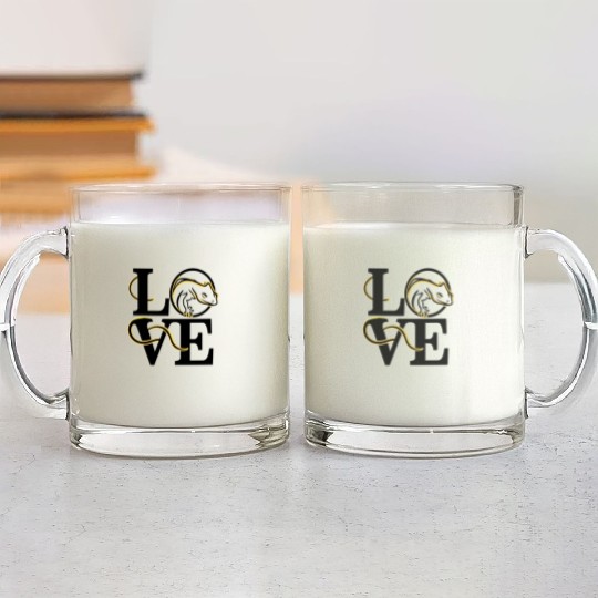 Love Crested Gecko Lizard Design Glass Mugs