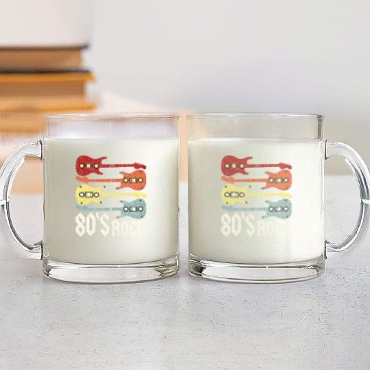 80s Rock Band Guitar Cassette Tape 1980s Glass Mugs