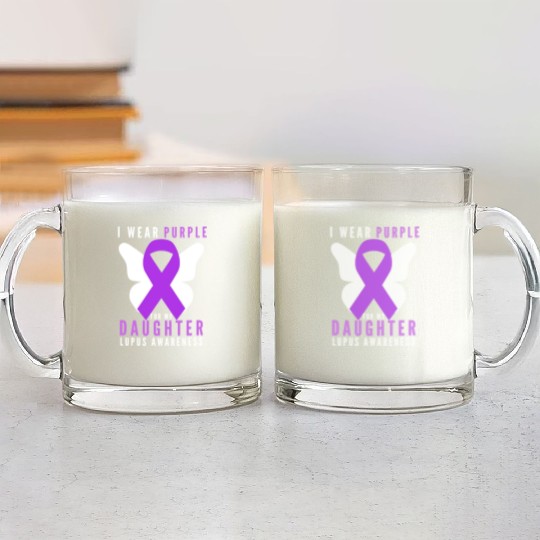 I wear purple for my daughter lupus awareness Glass Mugs