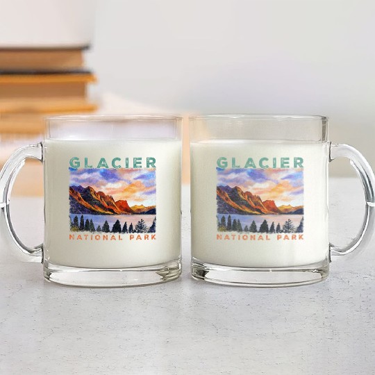 Glacier National Park Retro US Montana Parks Glass Mugs