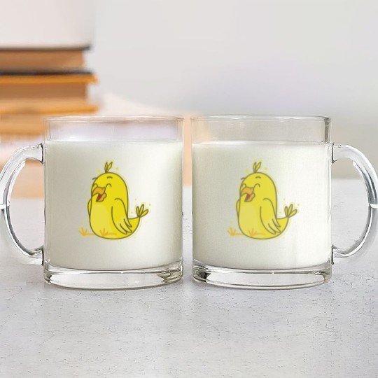 funny yellow Canary Bird Glass Mugs