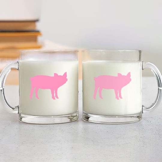 Pig Silhouette I Love pigs pink piggy piglet Glass Mugs