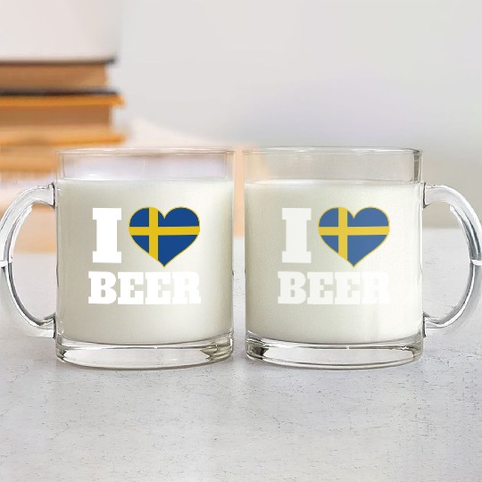 I Love Beer And Sweden Patriotic Expression Glass Mugs