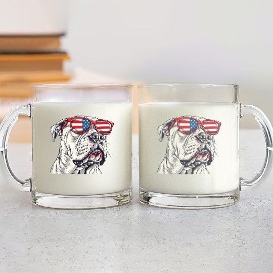 Dogo Argentino dog. 4th of July and memorial day Glass Mugs