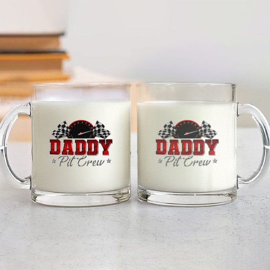Pit Crew Race Car Racing Daddy Family Birthday Glass Mugs
