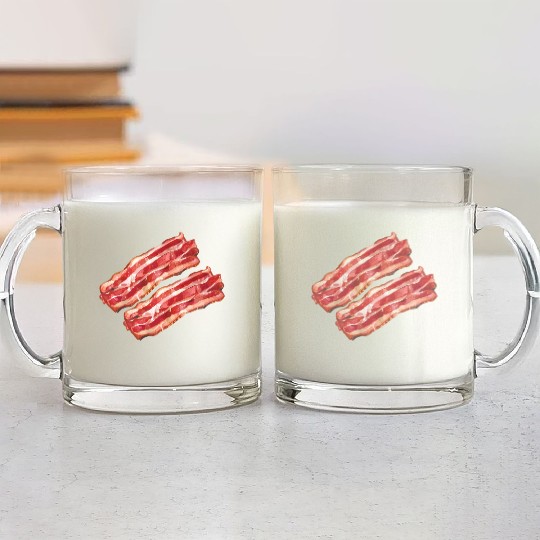 Illustrated Bacon Strips Glass Mugs