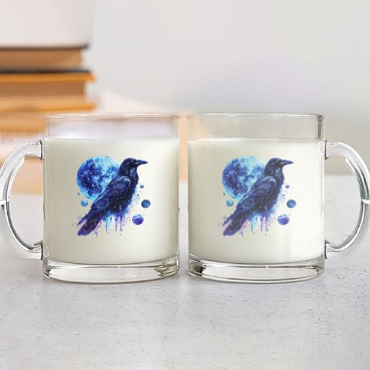 Celestial Raven Clipart Clipart, Crow Bird Witch Glass Mugs
