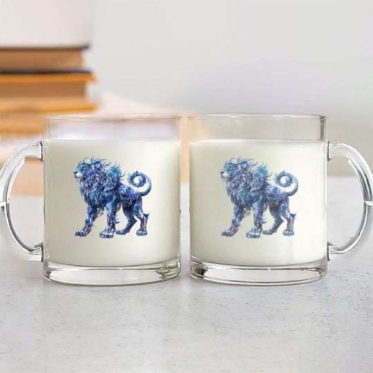Celestial Lion Images, Mystical Lion, Night sky Glass Mugs