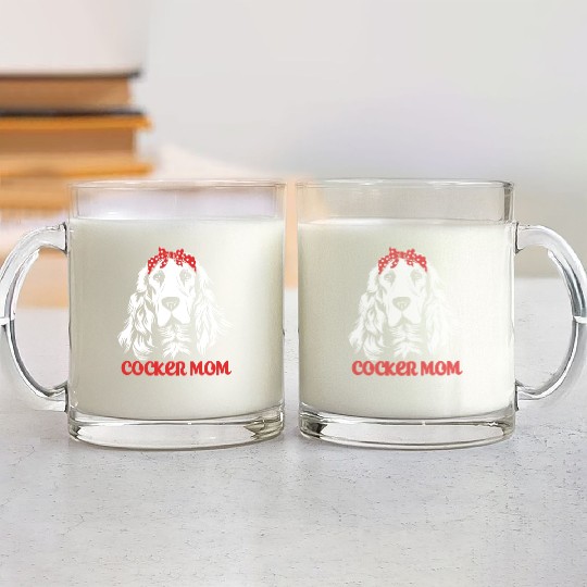 Cute Dog Hair Bow Cocker Spaniel Mom Cocker Mom Glass Mugs