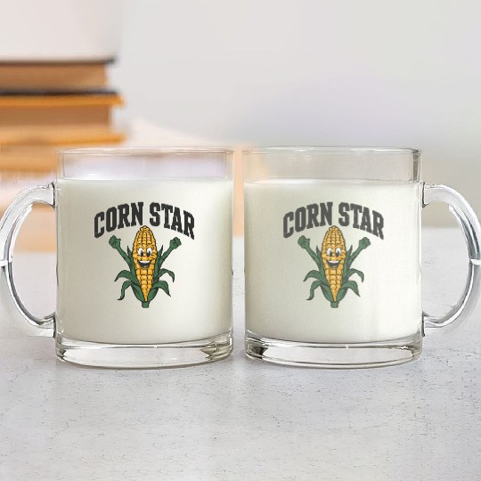 Funny Farm Food Glass Mugs Corny Cob Farmer Corn Star