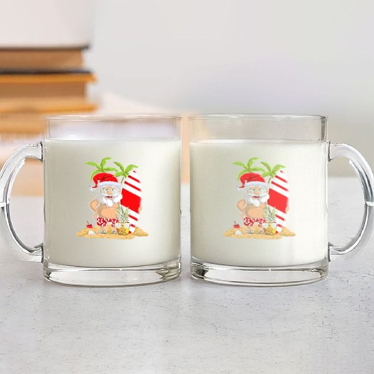 Santa Funny Christmas In July Glass Mugs