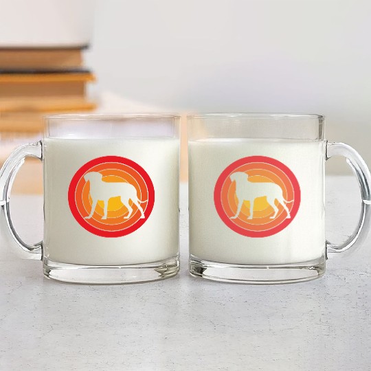 Retro Sunset Weimaraner Dog Silhouette Glass Mugs