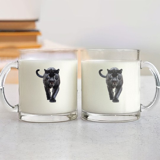 panther walking lovers leopard Glass Mugs