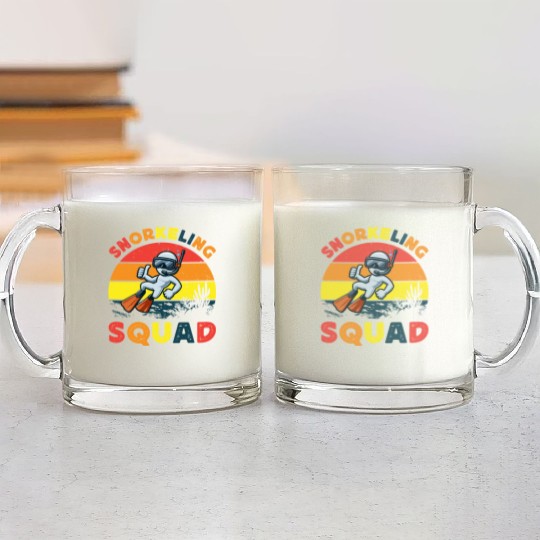 snorkeling squad diver ocean snorkeling sunset sea Glass Mugs