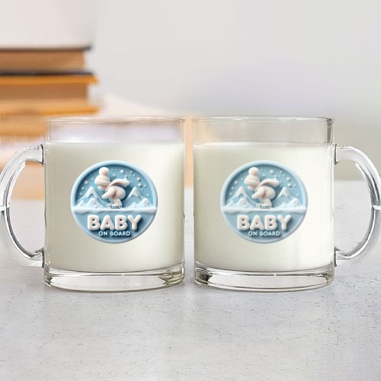 Baby on Board Skateboard Announcement Glass Mugs