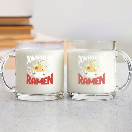 Powered By Ramen Anime Japanese Soup Cup Noodle Glass Mugs