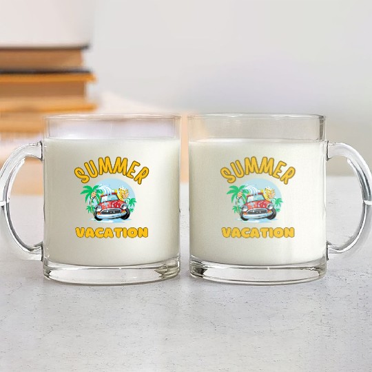 White Yellow Blue Nature Summer Vacation Glass Mugs