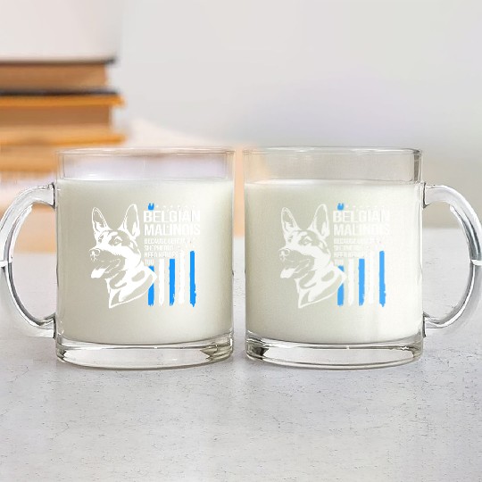 4th Of July US Flag Belgian Malinois K9 Dog Glass Mugs