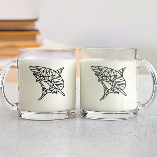 Jaws of Style: Geometric Shark Fashion Glass Mugs