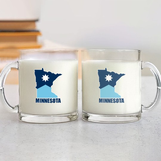 The new Flag of Minnesota State and map Glass Mugs