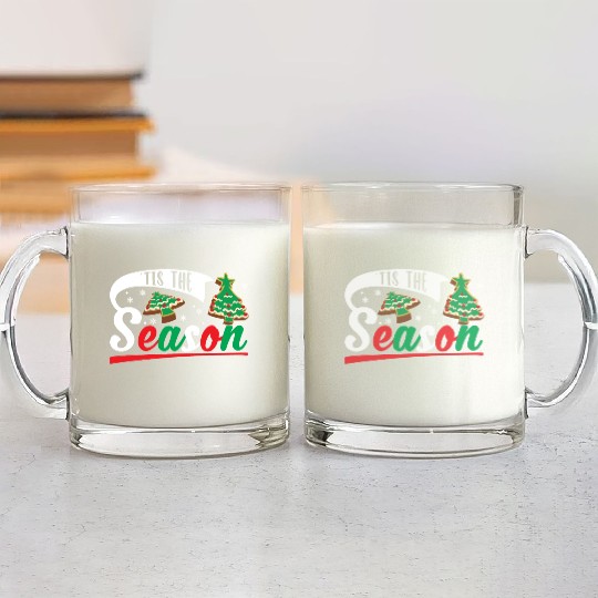 Tis The Season Christmas Cakes Retro Xmas Pajamas Glass Mugs