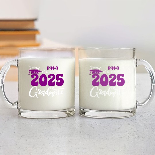 Proud Papa Graduate 2025 Senior Class of 2025 Grad Glass Mugs
