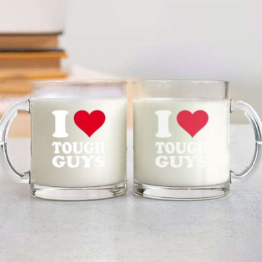 Red Heart I Love Tough Guys Premium Glass Mugs