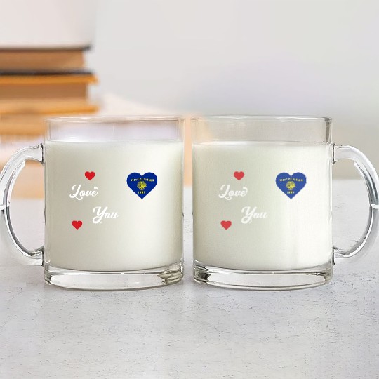 I Love Oregon USA With Oregon Flag In a Heart Prem Glass Mugs