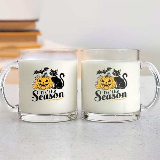 Tis the season Halloween bats pumpkin fall funny Glass Mugs