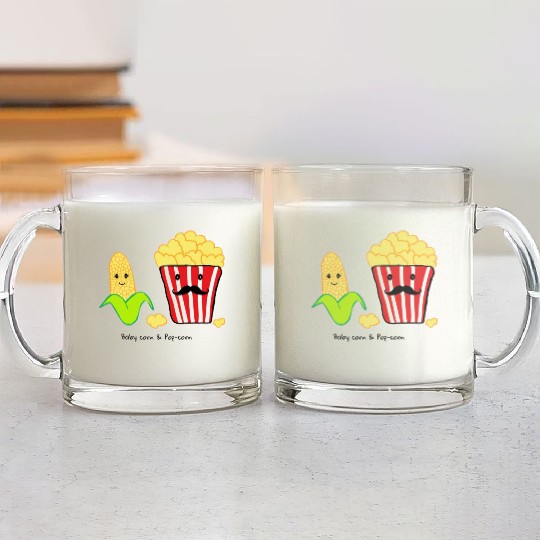 Baby corn and Popcorn Father and Baby design Glass Mugs