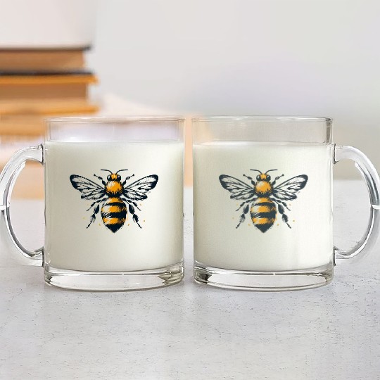 Honey Bee Insect Art 2 Glass Mugs