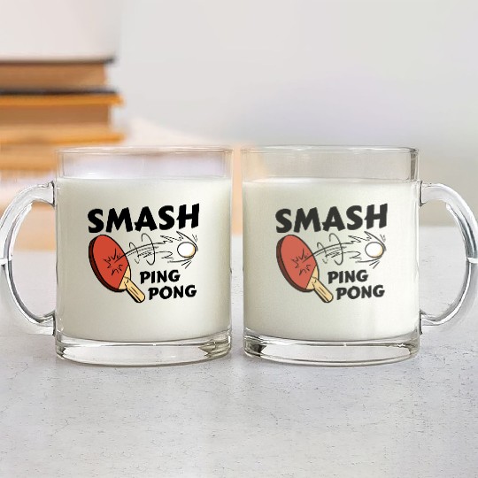Ping Pong Paddle and Ball Smash Glass Mugs