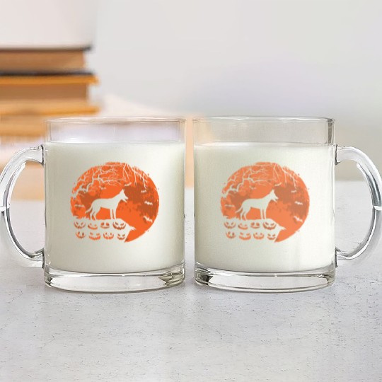 Belgian Malinois And Moon Halloween Dog Lover Gift Glass Mugs
