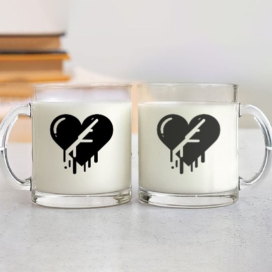 Heart broken hearts vector path15 Glass Mugs