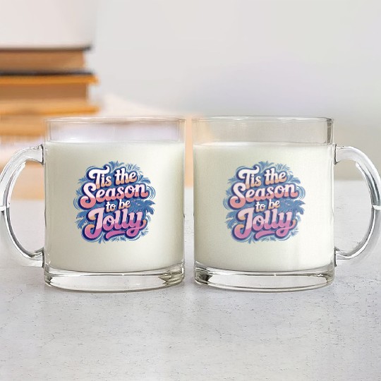 'Tis the Season to Be Jolly - Retro Holiday Cheer Glass Mugs