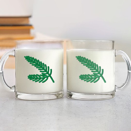 Fir branches embroidered Glass Mugs