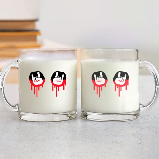 Heavy metal graffiti drop horn finger hand gesture Glass Mugs