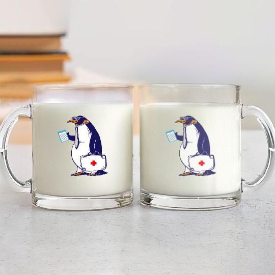 Penguin Doctor, Penguin Famila, funny penguin Glass Mugs