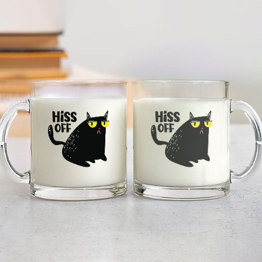 hiss off cat Glass Mugs