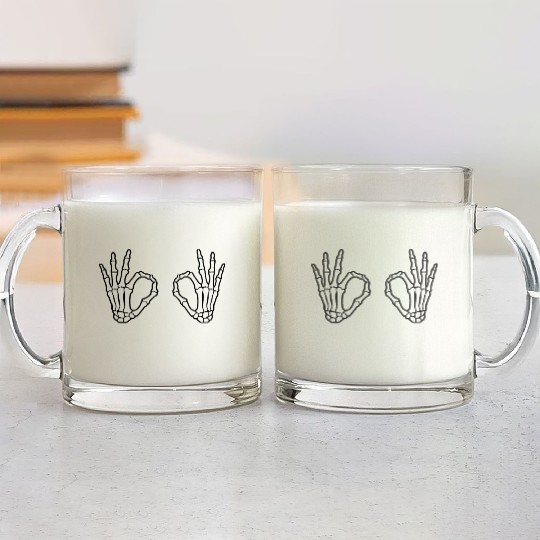skeleton hand Glass Mugs