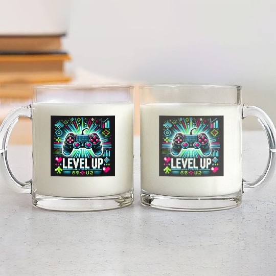 game level up Glass Mugs