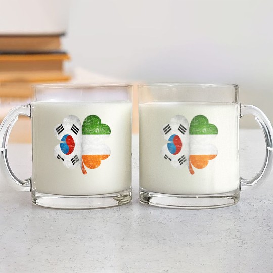 Korean Irish Shamrock South Korea Ireland Flag Glass Mugs