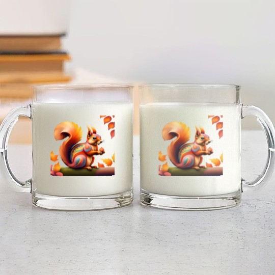 Fall Squirrel Alebrije Glass Mugs