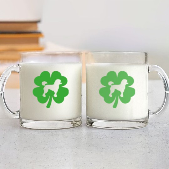Poodle Shamrock St Patrick's day Dogs Lover Glass Mugs