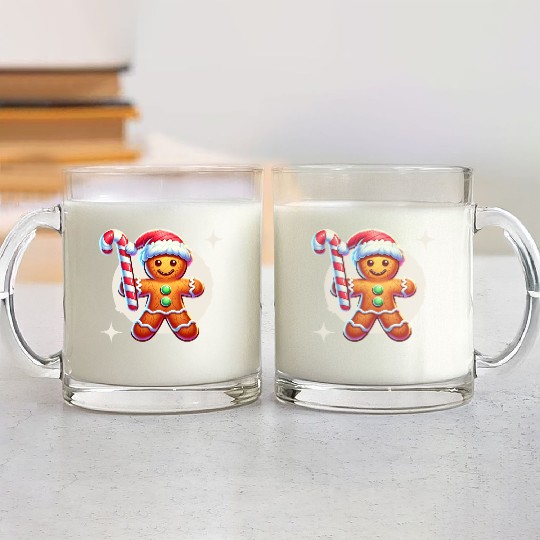 Gingerbread Man Christmas Cheer Glass Mugs
