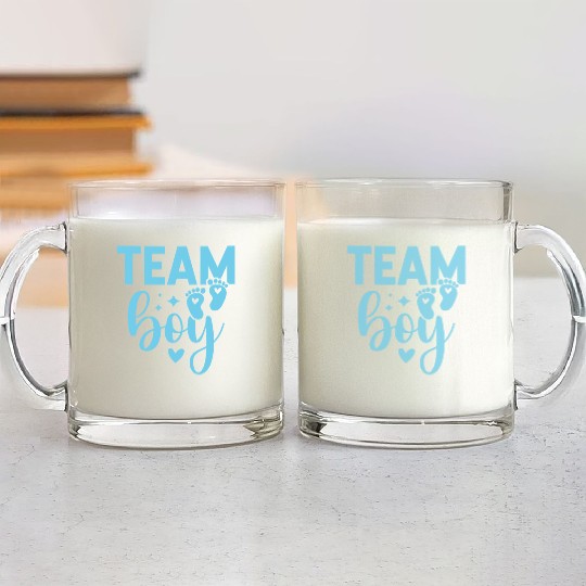 Team Boy- Baby Shower/Gender Reveal Items Glass Mugs