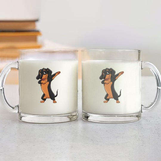 Dabbing dance post Dachshund dog lovers pet love Glass Mugs
