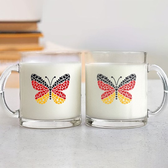 Cute butterfly hearts Germany flag football fan Glass Mugs