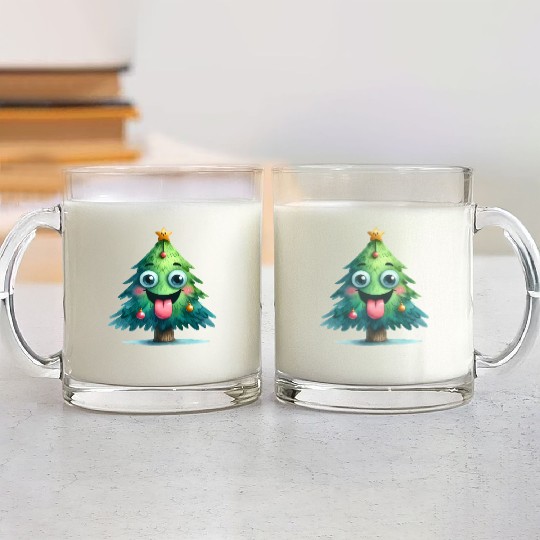 Christmas Tree, Merry Christmas Glass Mugs