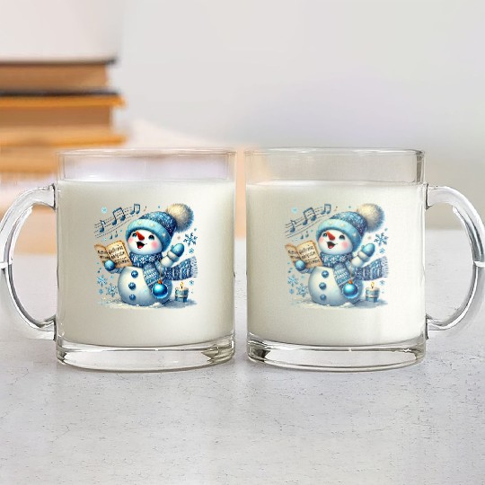 Cute Snowman, Christmas Snowman, Merry Christmas Glass Mugs